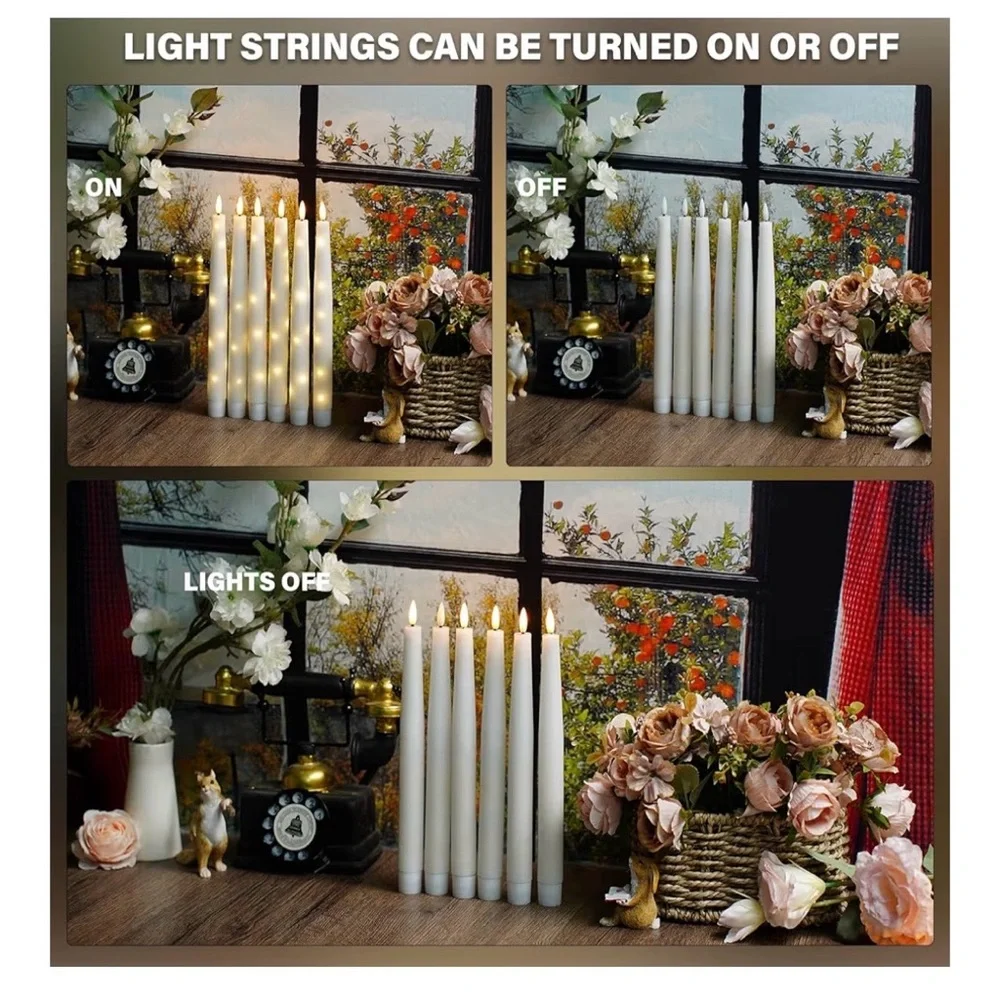 Remote-Controlled LED Taper Candles - White